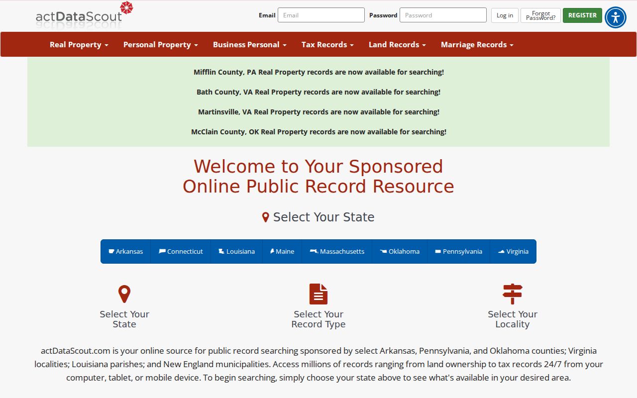 Searcy people search ACTDataScout land record monitoring