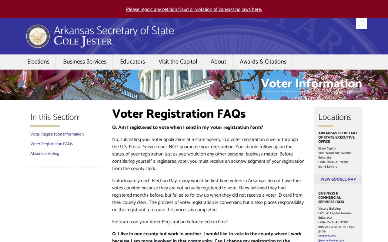 Searcy voter registration records Arkansas registration FAQ